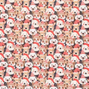 Christmas Squad - Animals in Santa Hats Navy Yardage